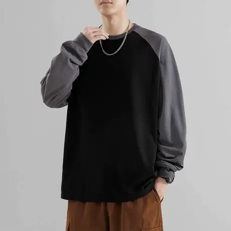 回力插肩长袖T恤男士2025新款春秋季圆领卫衣潮牌男生美式打底衫商品大图