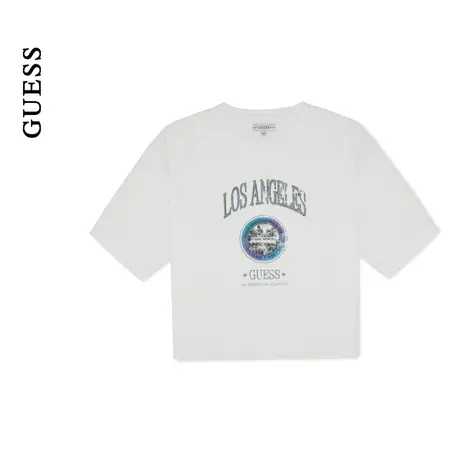 GUESS女士美式复古logo多色纯色短款T恤-W4PP97K2Q40图片