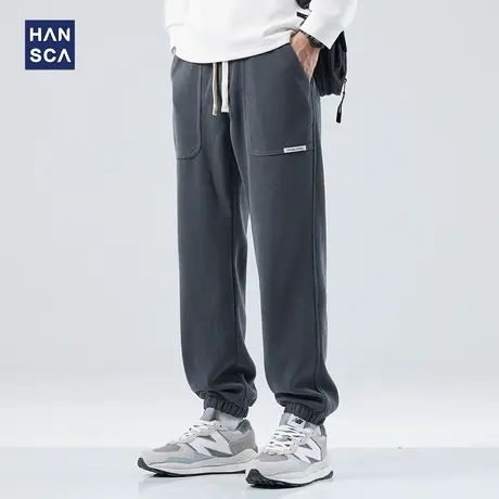 hansca雪尼尔休闲裤男秋季重磅美式复古束脚裤宽松大码运动卫裤子图片