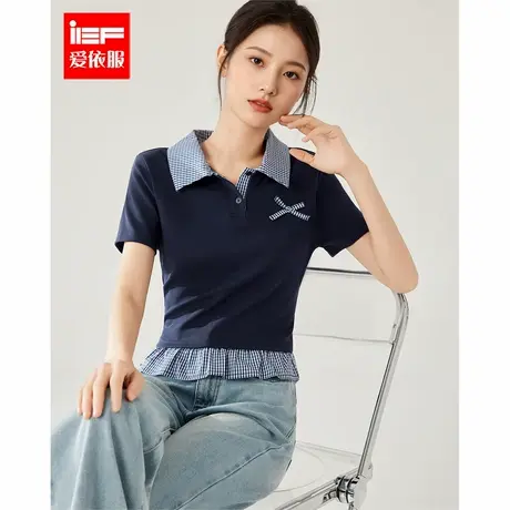 IEF/爱依服短袖上衣2025夏季新款韩版减龄少女风设计感百搭上衣图片