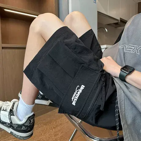 工装短裤男夏季2025新款透气运动裤跑步健身五分裤大码宽松大裤衩商品大图