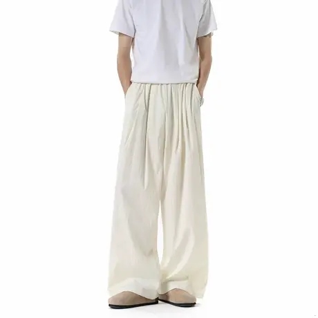 夏季超薄透气凉感冰丝速干山本裤男日系宽松直筒阔腿透气休闲长裤图片