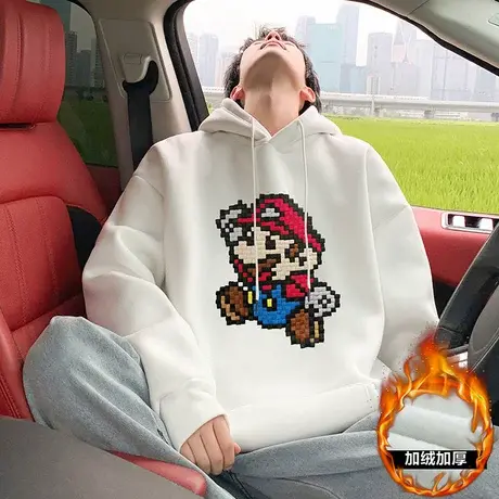 重磅纯棉连帽卫衣男春秋季2025新款潮牌加绒加厚帽衫oversize外套图片