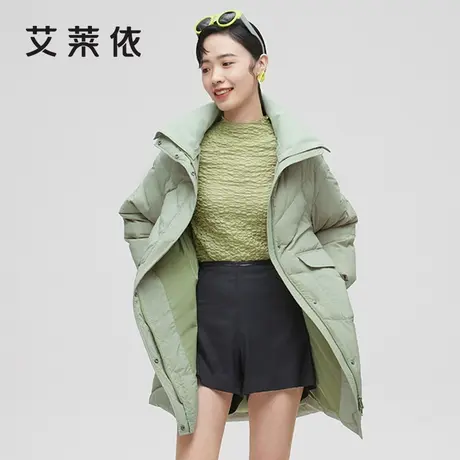 艾莱依羽绒服女冬中长款白鸭绒新款高端大牌正品翻领时尚通勤外套商品大图