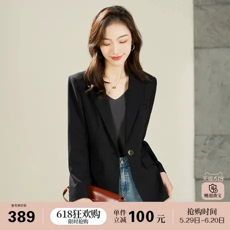 娅丽达高级感通勤春秋西装外套女2025新款女装休闲短款黑色西服女图片