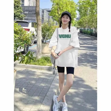 中长款下衣失踪夏季韩版半袖t恤女宽松大版纯棉打底体恤上衣潮牌商品大图