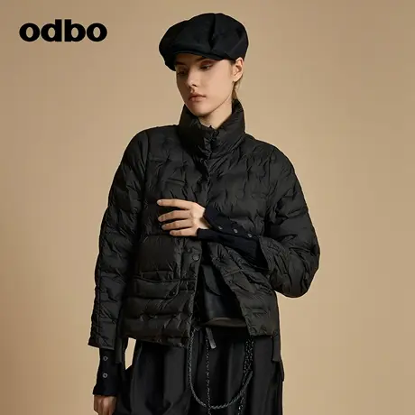 odbo/欧迪比欧原创设计立领白鸭绒羽绒服女秋冬新款保暖外套图片