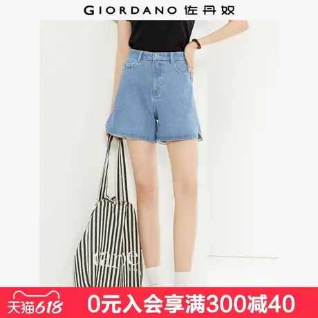 佐丹奴牛仔短裤女新款洗水裤子弧形开叉裤脚中腰牛仔热裤05404317商品大图