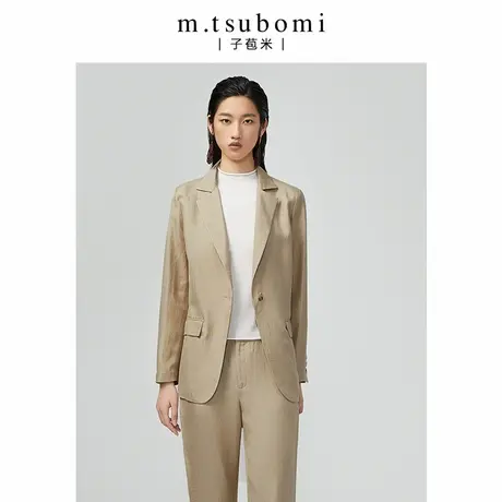 子苞米西装外套女修身2023年春季新款收腰气质显瘦长袖棉质西服商品大图