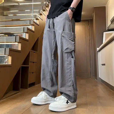 回力冰丝工装裤男士夏季薄2025新款直筒冲锋裤美式男生休闲长裤子图片