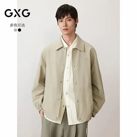 GXG男装 通勤行政教练夹克绣花压褶设计外套上衣男 2025秋季新品商品大图