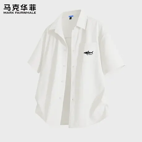 马克华菲短袖衬衫男士夏季冰感透气宽松美式潮流翻领衬衣学生薄X商品大图