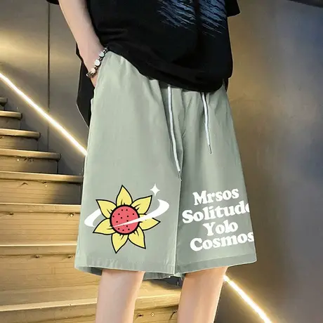 短裤男夏季2025新款宽松高街休闲裤美式运动裤跑步健身薄款五分裤图片