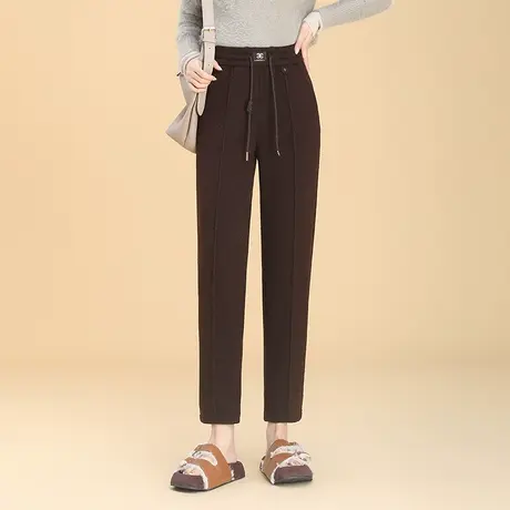 秋冬厚款小直筒裤女2023新款高腰显瘦小个子休闲裤时尚百搭九分裤商品大图
