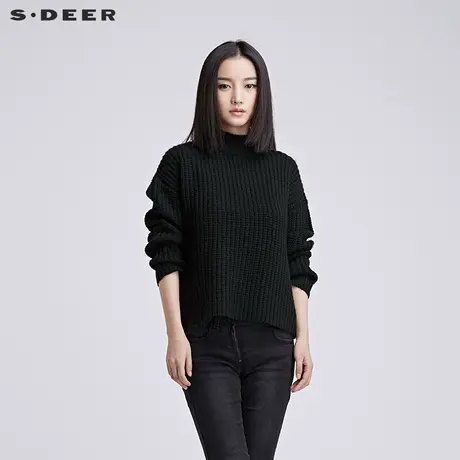 sdeer圣迪奥女装优雅风琴褶假两件式针织衫S16483575图片