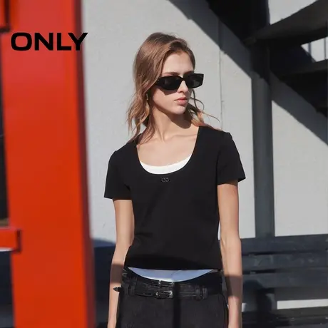 ONLY奥莱春季时尚百搭假两件拼接U领正肩T恤女商品大图