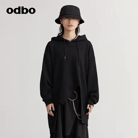 odbo/欧迪比欧原创设计时尚气质连帽卫衣女秋冬新款宽松上衣图片