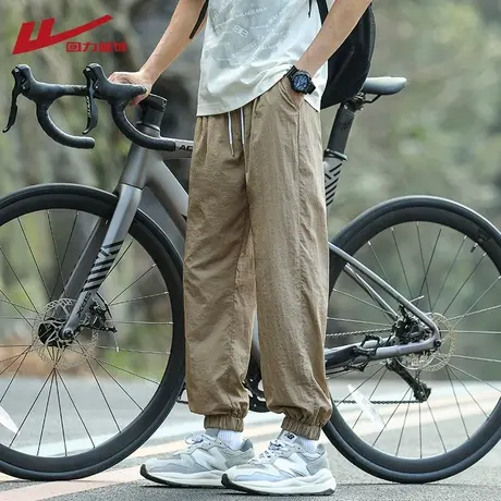 回力冰丝速干休闲束脚裤子男士2025夏季新款薄款户外运动九分裤子图片