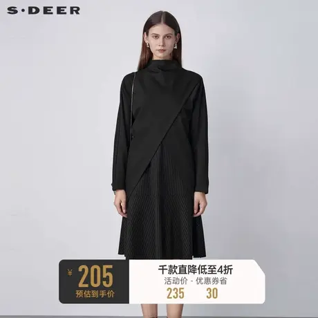 sdeer圣迪奥女装秋装针织两件套黑色鱼尾裙连衣裙S221Z1247商品大图