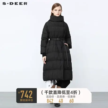 sdeer圣迪奥冬装高领肌理斜襟不规则收腰羽绒服S21482426💤商品大图