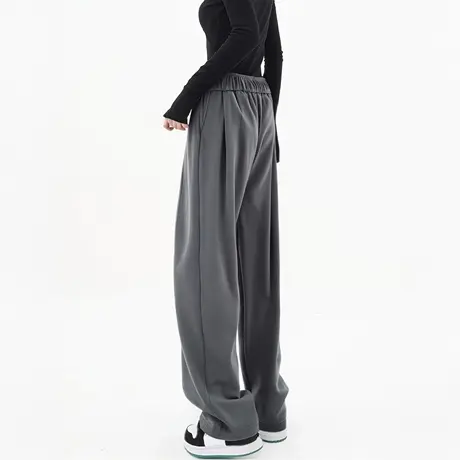 2025春秋新款高腰显瘦深灰色薄款阔腿裤垂感速干山本百搭休闲裤女商品大图