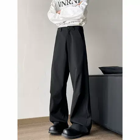 裤子男夏季2025新款男生阔腿弯刀裤潮牌宽松直筒裤ins美式休闲裤图片