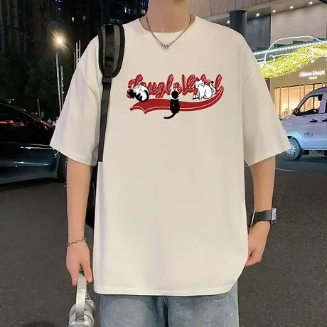 短袖T恤男夏季新款美式休闲宽松半袖重磅纯棉上衣潮牌大码体恤衫图片