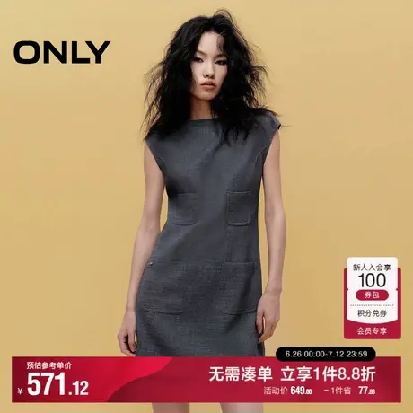 ONLY2025夏季新款通勤气质无袖一字船领实用口袋短裙连衣裙女商品大图