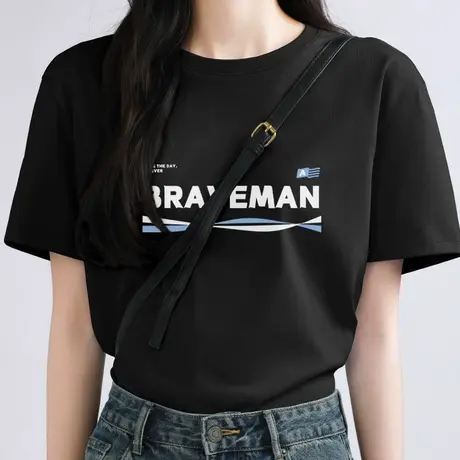 KWV真维纯棉短袖t恤女夏2025新款爆款时尚洋气胖mm显瘦黑色上衣女商品大图