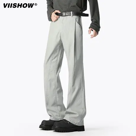 VIISHOW牛仔裤2025新款秋微喇裤子宽松直筒显瘦百搭工装休闲裤男商品大图