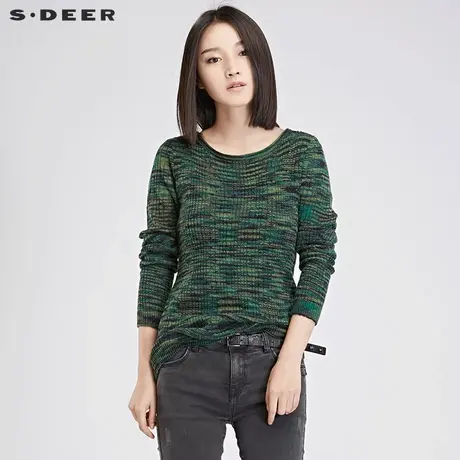 sdeer圣迪奥女装2018冬装绿意轻薄肌理线性感针织衫毛衣S16483540图片