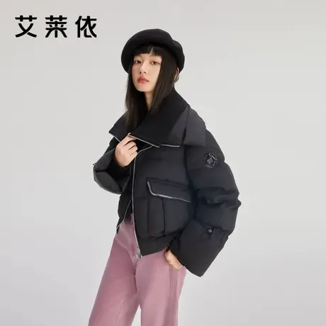 艾莱依鹅绒服女款新款甜美保暖外套潮流防寒超好看流行短款羽绒服图片