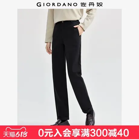 佐丹奴裤子女纯棉磨毛通勤女裤半松紧腰休闲裤窄款法棍裤13414171商品大图