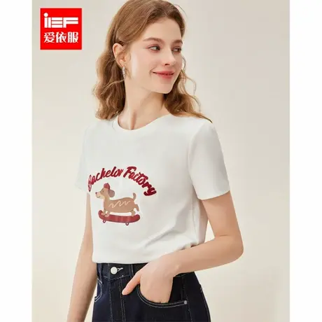 IEF/爱依服2025夏季新款上衣韩版休闲印花小众设计时尚百搭短袖T图片
