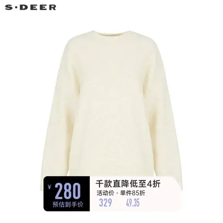 sdeer圣迪奥女装时尚罗纹圆领肌理宽松针织衫S233Z35B8🗝商品大图