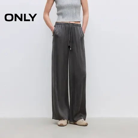 ONLY2025夏季新款轻薄垂坠面料舒适宽松高腰直筒裤长裤休闲裤女商品大图