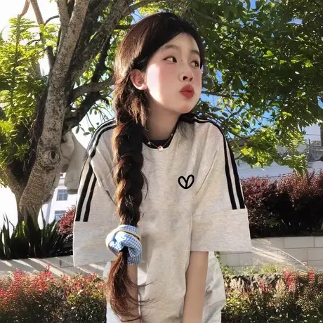 欧美高街短袖女宽松潮oversize美式古着t恤独特chic初夏上衣服ins商品大图