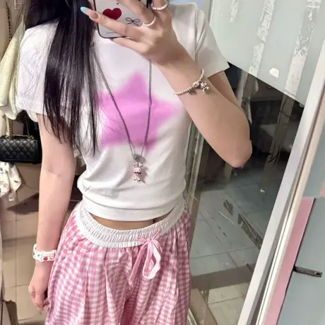 小个子短款短袖T恤女夏季韩版修身打底衫内搭可外穿辣妹甜飒上衣商品大图