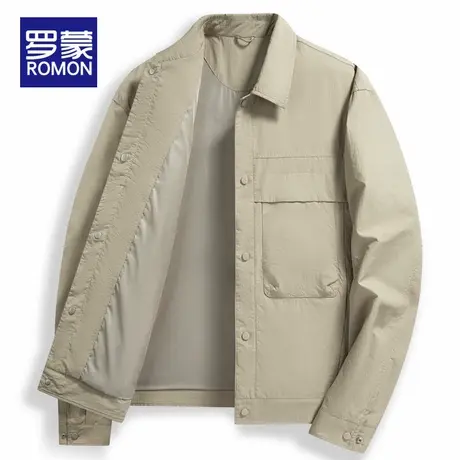 罗蒙外套男秋冬季2025新款潮牌翻领工装夹克棉服男士宽松休闲上衣商品大图