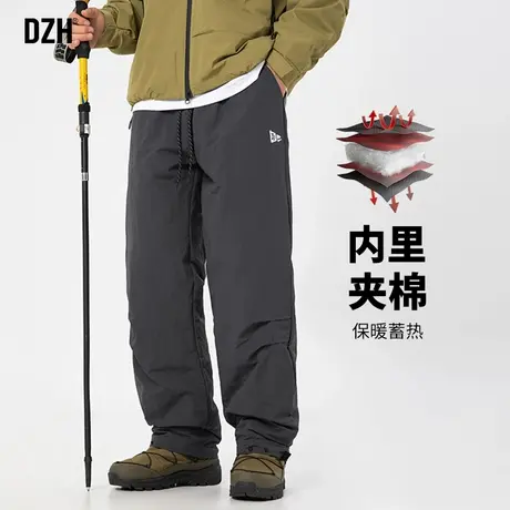 男士夹棉冲锋裤男冬季加绒加厚2025新款休闲裤子男款直筒棉裤长裤图片