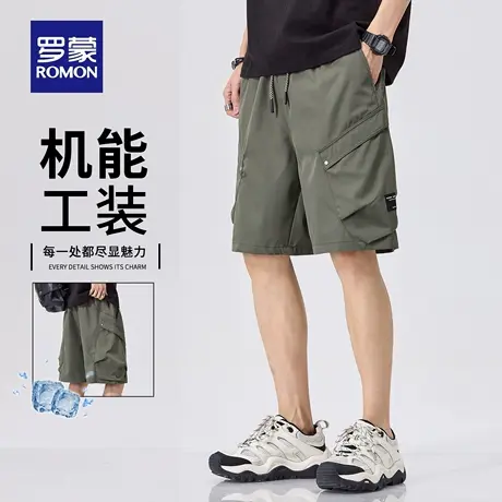 罗蒙户外男款短裤夏季新款冰丝凉感宽松中裤松紧腰百搭五分裤N1Z图片