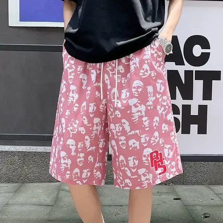 沙滩短裤男夏季2025新款冰丝裤薄款透气宽松五分裤美式休闲运动裤图片