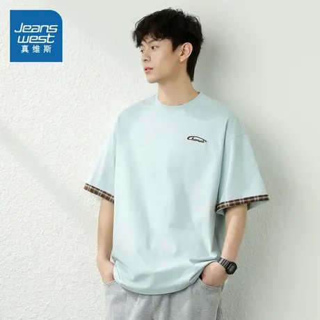 D4真维斯2025夏季新款潮流美式短袖T恤男装夏款宽松休闲体恤衫商品大图