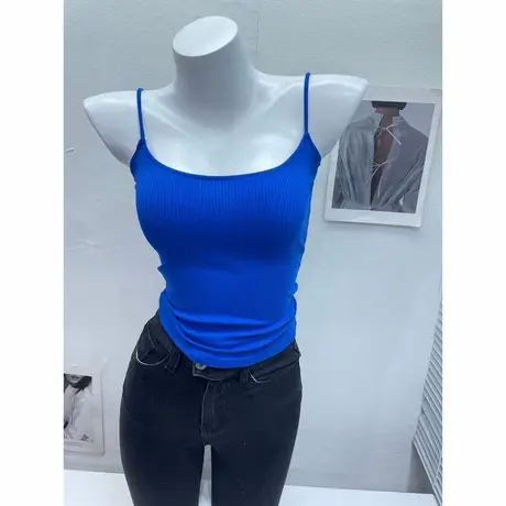 吹爆~版型敲正！纯欲辣妹低胸U领吊带背心时尚洋气内搭打底上衣夏商品大图