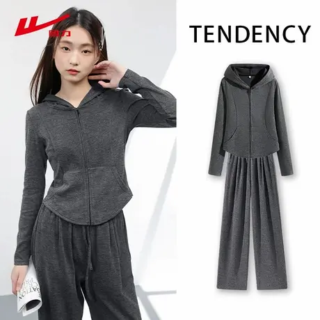 ZH回力休闲套装女春秋2025年新款秋冬季修身百搭开衫休闲裤一整套图片