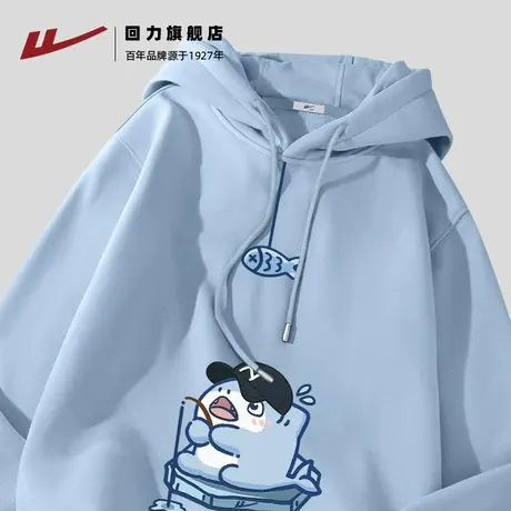 回力浅蓝色多巴胺男女春秋季重磅连帽卫衣趣味卡通潮牌学生外套S图片