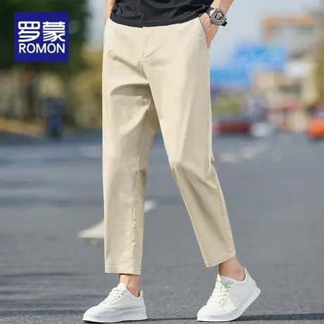 罗蒙男士休闲裤夏薄款2025新款宽松弹力冰丝男裤直筒九分裤子男款图片