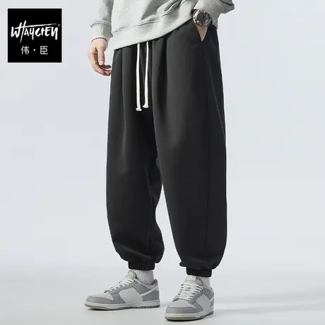 伟臣潮牌大码男装春夏新品休闲长裤男胖子加肥加大束脚裤肥佬卫裤商品大图