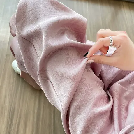 新中式提花阔腿裤女夏季薄款松紧腰显瘦垂感宽松国风休闲拖地裤子图片