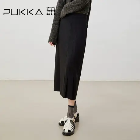 蒲PUKKA   高端百褶美式半身裙简约拼接裙子2023半裙减龄a字裙图片